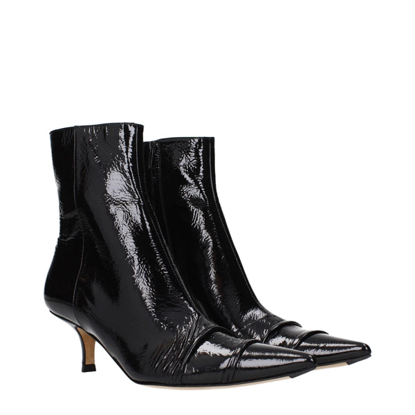 Schwarze Leder-Stiefeletten