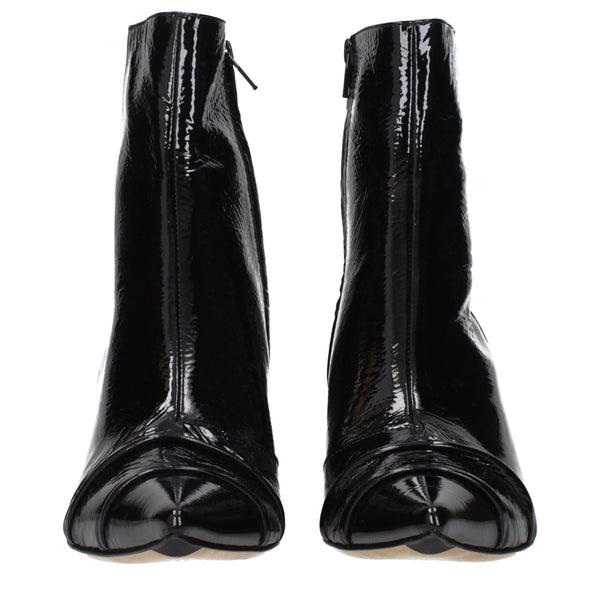 Schwarze Leder-Stiefeletten