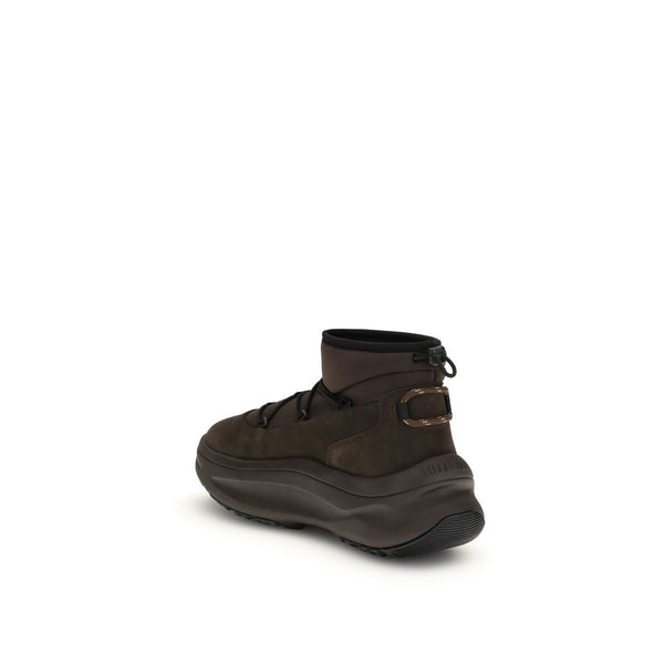 Braune Polyester-Schnürstiefel