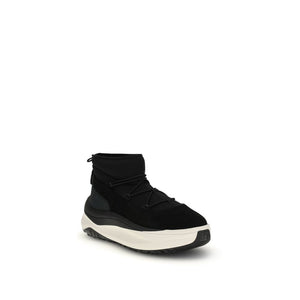 Schwarze Polyester-Schnürstiefel