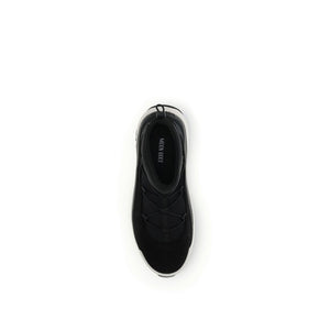 Schwarze Polyester-Schnürstiefel