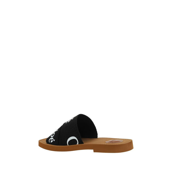 Flache Gummisandalen in Schwarz