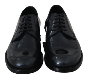 Blaue Leder Derby Kleid Formelle Schuhe