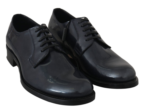 Blaue Leder Derby Kleid Formelle Schuhe