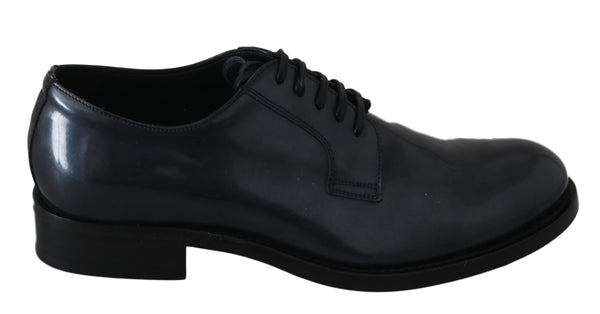 Blaue Leder Derby Kleid Formelle Schuhe